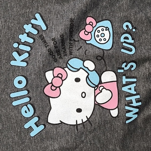 Hello Kitty Pullover Hoodie Heathered Grey Hello Kitty What's Up? Print Sz Small - Picture 3 of 7